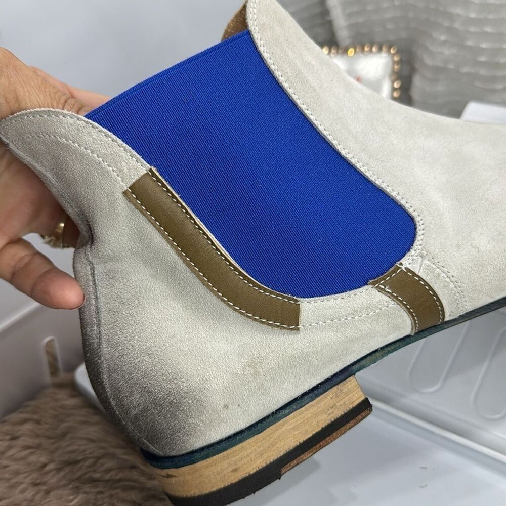 (R2) GIANFRANCO LATTANZI Men's high-end grey leather slip-on ankle boots S.12US - Picture 9 of 13